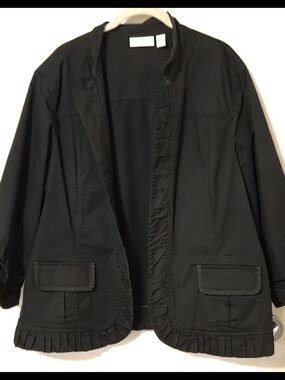 Chico's Black Ruffle-Trim Women's Jacket